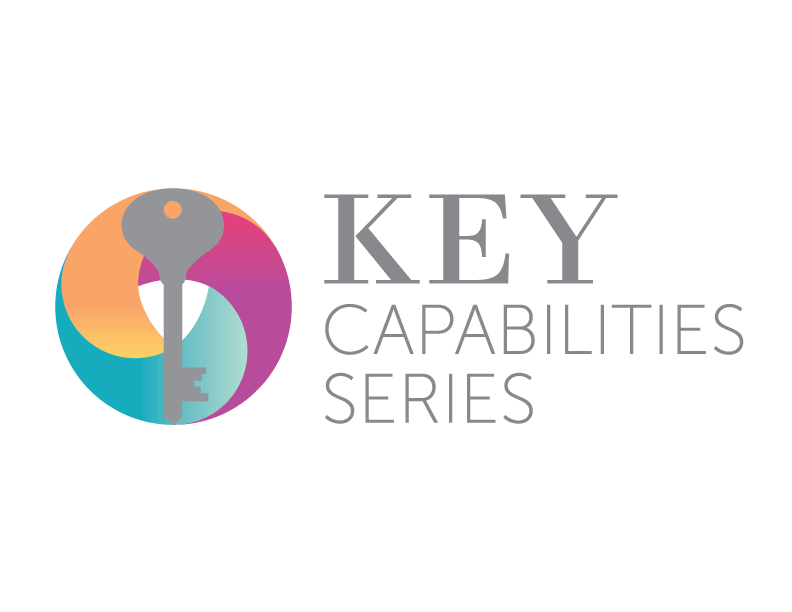 Key Capabilities Series logo with a key in the middle of a colorful sphere shape